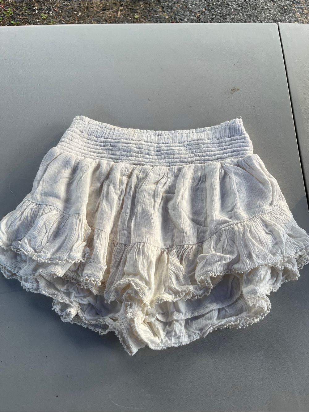 Aeropostale Cream Layered Ruffle Skort Shorts